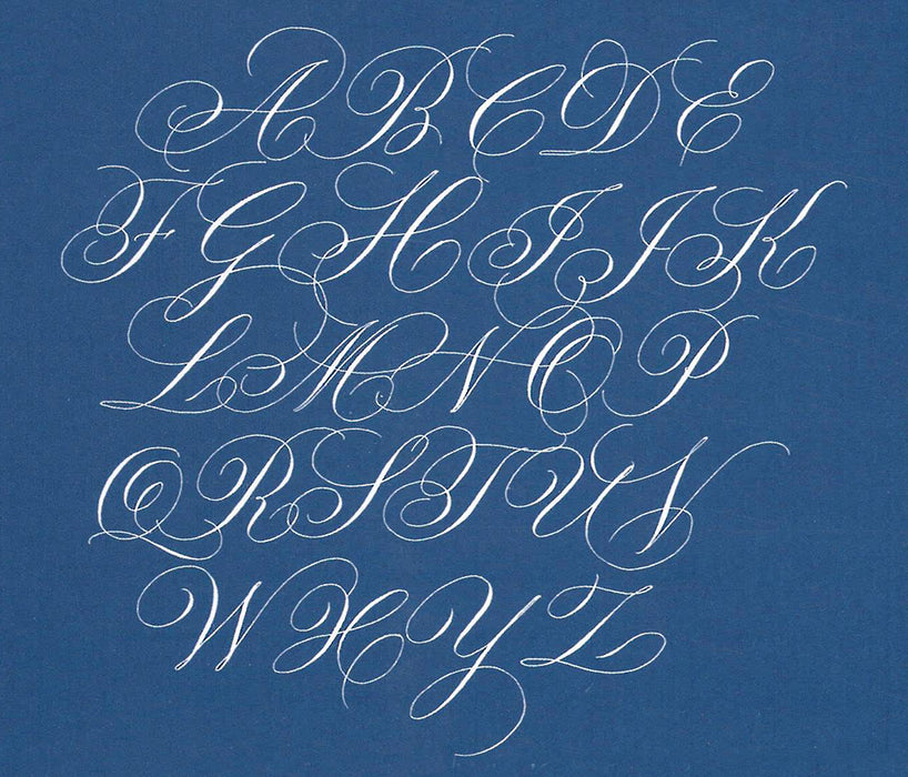 Illustration of the alphabet in the Front Cover of the Flourish – An introduction to Historical Copperplate and Modern Calligraphy Book