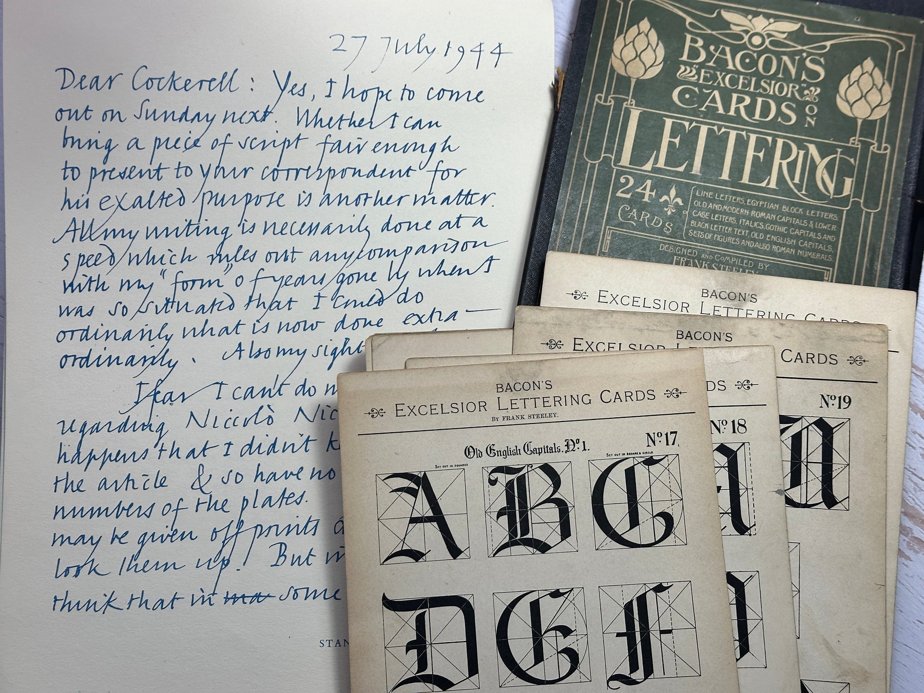 Old hand written letter and Calligraphy Lettering Cards