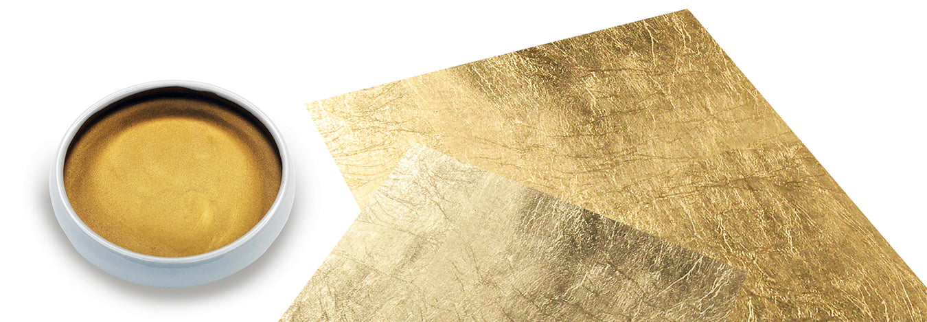 NEW 40 sheets basic Gold Leaf Kit Gold sheets 15ml Adhesive Brush. Gilding