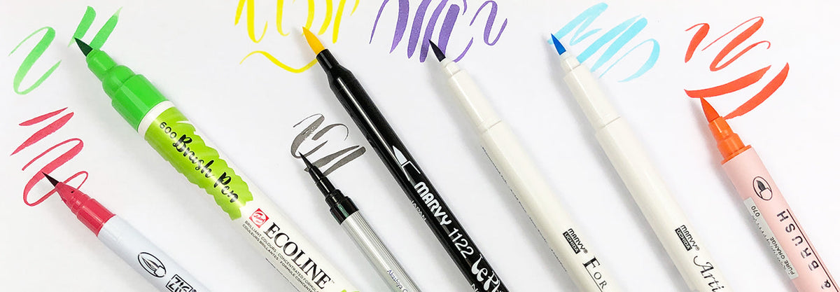 Pro Fine Brush Tip Permanent Markers Uchida Le Plume Alcohol 