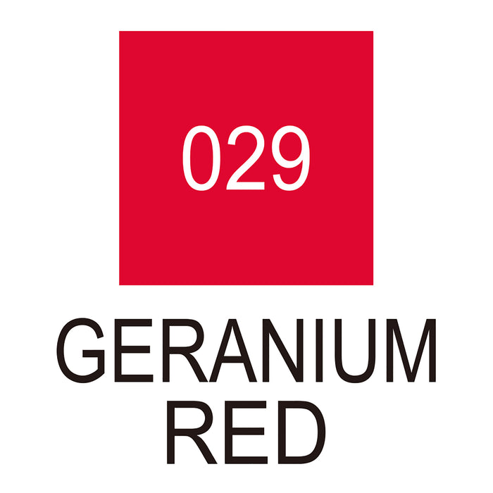 Colour chart for the Geranium Red (029) Kuretake ZIG Clean Color f Pen