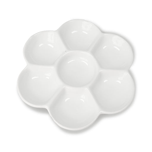 Hand-glazed, white porcelain palette for mixing paints and inks.
