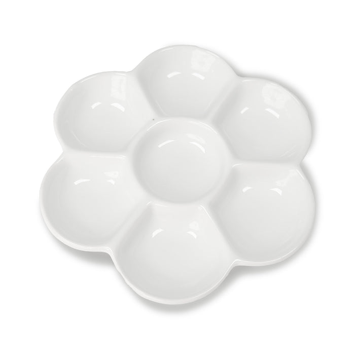 Hand-glazed, white porcelain palette for mixing paints and inks.