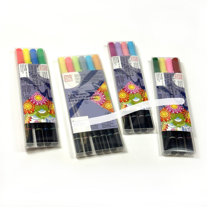 4 Sets of Kuretake ZIG Art and Graphic Twin Pens