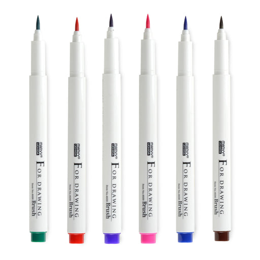 Set of 6 Marvy For Drawing Brush Pens