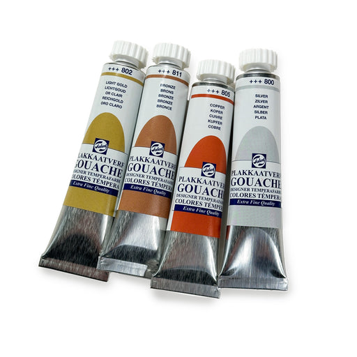 Set of 4 Talens Gouache - Bronze, Silver, Copper and Light Gold