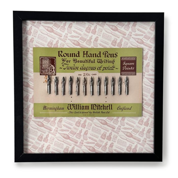 Vintage William Mitchell Round Hand Pen Card - Framed