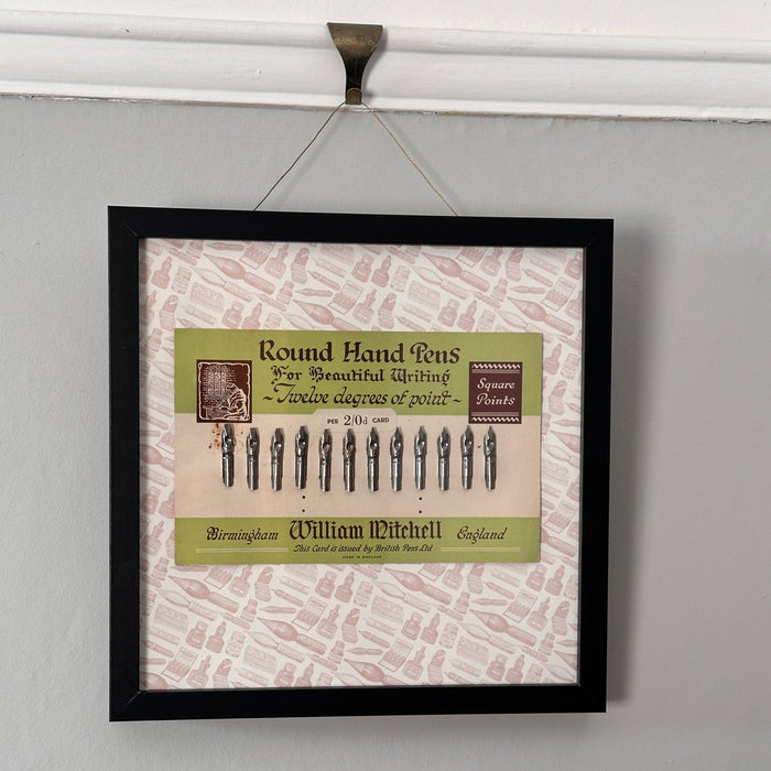 Vintage William Mitchell Round Hand Pen Card - Framed