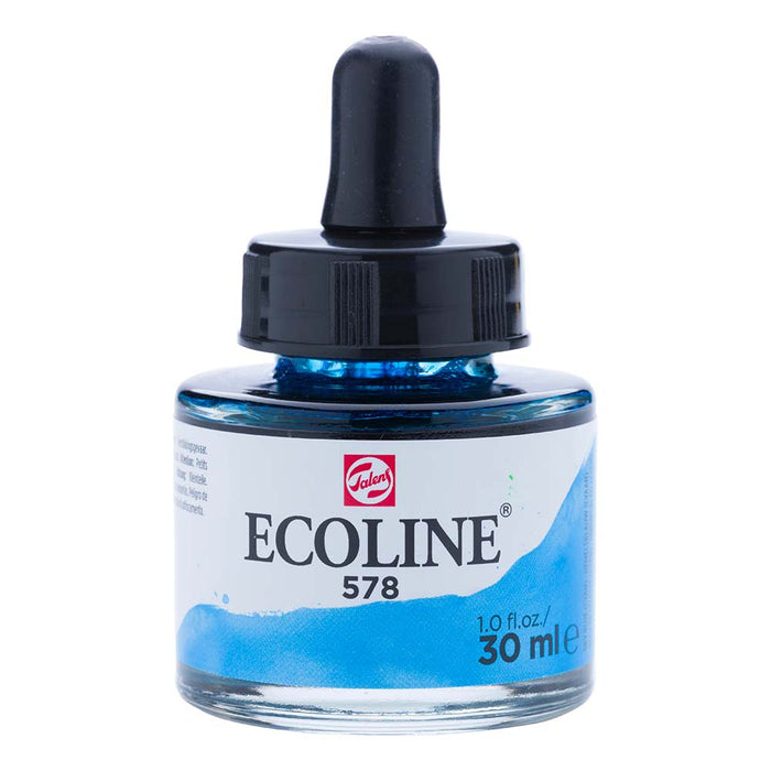 Bottle of Ecoline Liquid Watercolour Ink Sky Blue (Cyan)