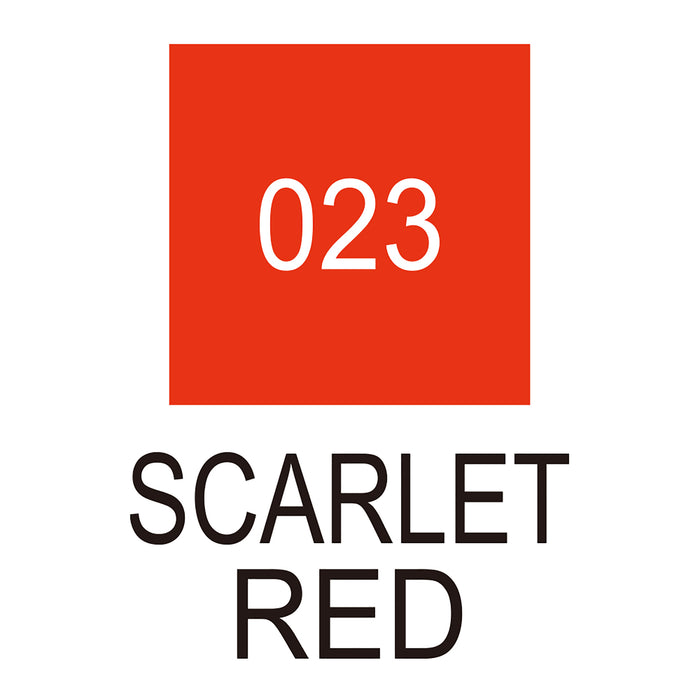 Colour chart for the Scarlet Red (023) Kuretake ZIG Clean Colour Brush Pen