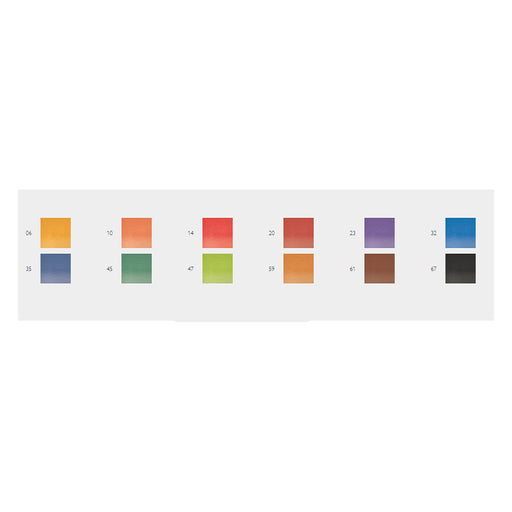 Colour chart for the 12 Colour Set of Derwent Watercolour Pencils 