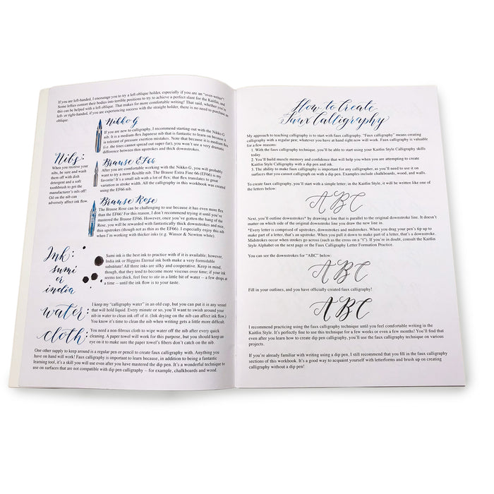 Open Page Of The Modern Calligraphy with a Cup of Tea: Kaitlin Style Workbook