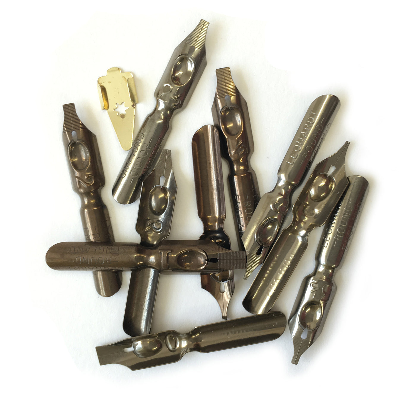 Set Of 10 Leonardt Round Hand Nibs And Reservoir | Scribblers ...