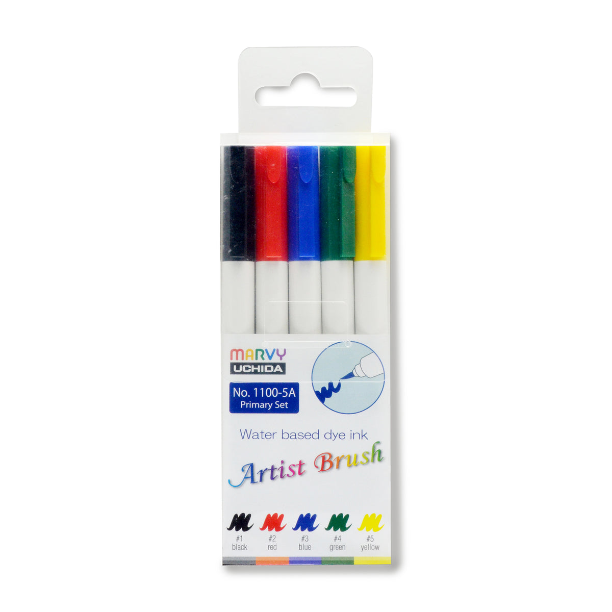 Marvy Artist Brush Pens 1100 - Primary Set (5 colours) | Scribblers ...