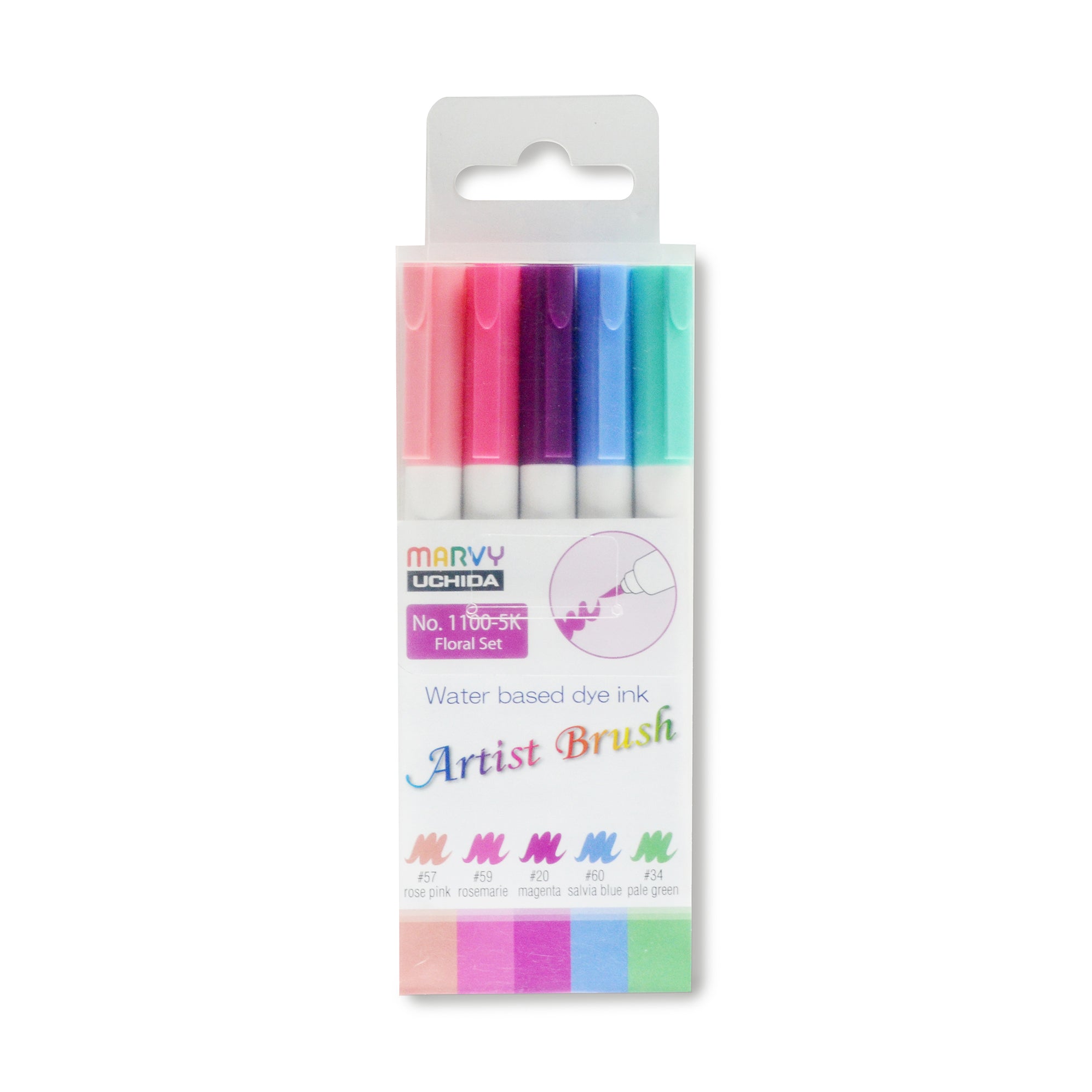 Marvy Artist Brush Pens 1100 - Floral Set (5 colours) | Scribblers ...