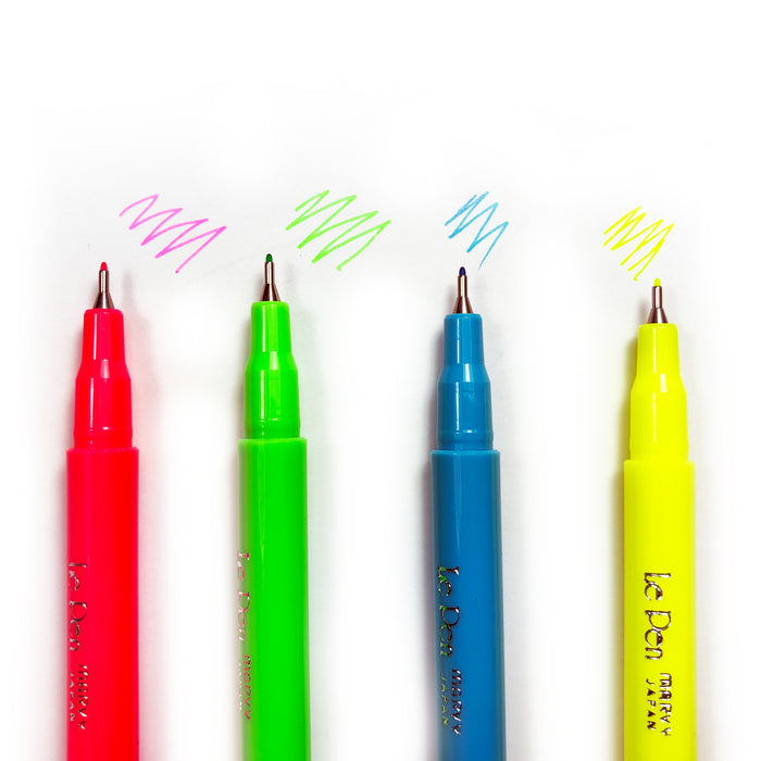 Illustration of the colours of the Marcy Le Pen Fineliners Neon Colour Set