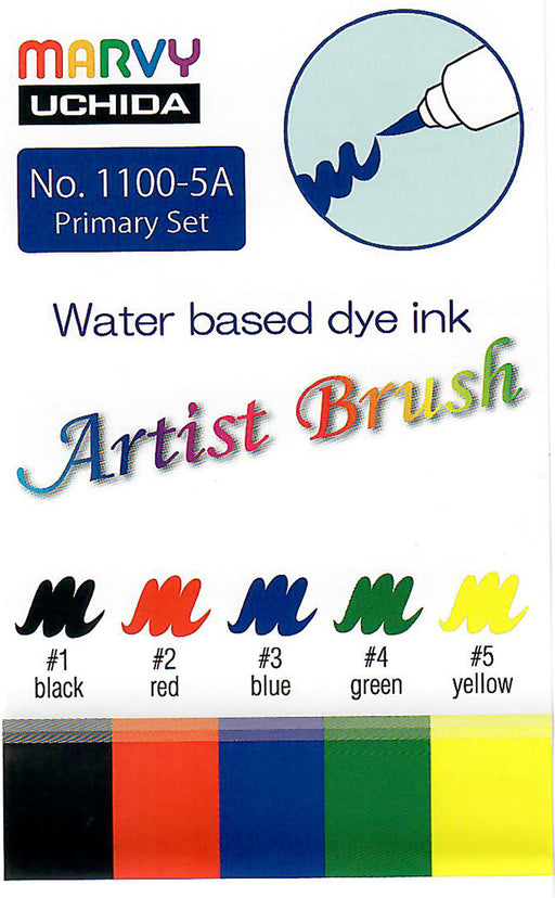 Label of Primary Colour Set of Marvy Artist Brush Pens 1100