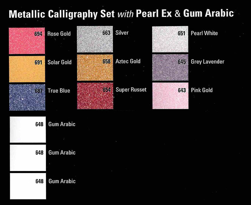 Colour Breakdown of Pearl Ex Calligraphy Set