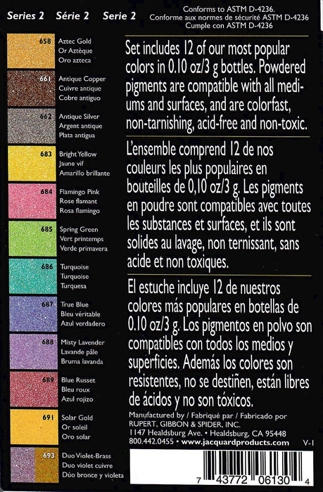 Colour breakdown of Pearl Ex Series Set 2 Powdered Pigments