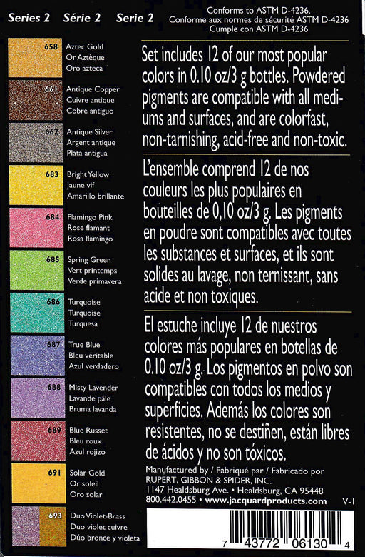Colour breakdown of Pearl Ex Series Set 2 Powdered Pigments