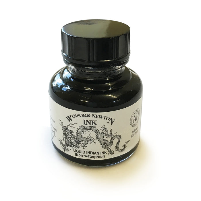 Winsor and Newton Liquid Indian Ink 30ml - Black (Dragon)