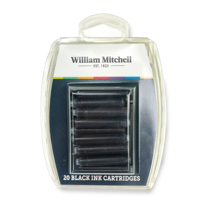 Pack of 20 Black William Mitchell Ink Cartridges 