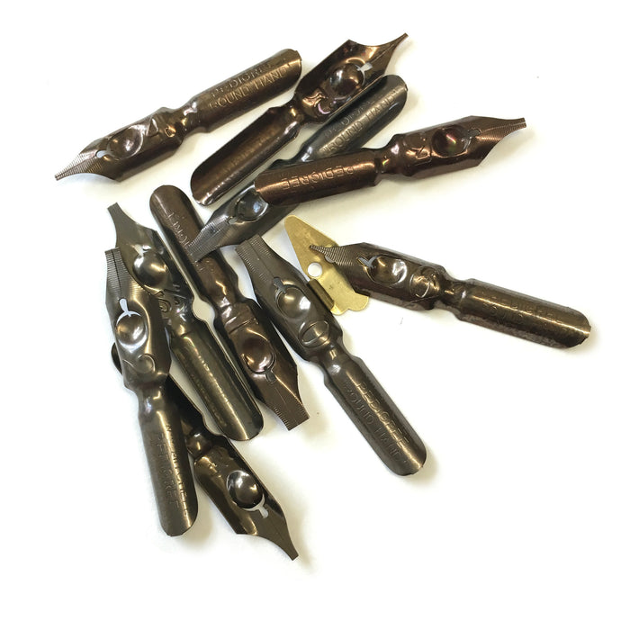 Set of 10 William Mitchell Square Cut Calligraphy Nibs and Reservoir