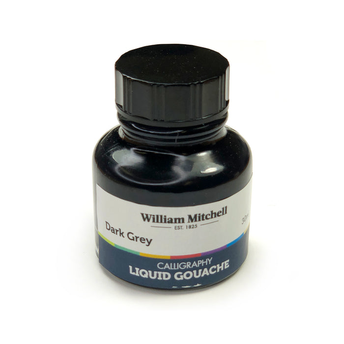 Bottle of Dark Grey William Mitchel Liquid Gouache Ink