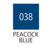 Colour chart for the Peacock Blue 038 Kuretake Fudebiyori Brush Pen 