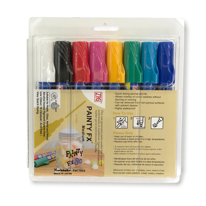 Set of 8 Medium Kuretake ZIG Painty FX Paint Marker Pens
