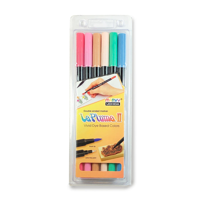 Set of 6 Marvy Le Plume Brush Pens in Pastel Colours